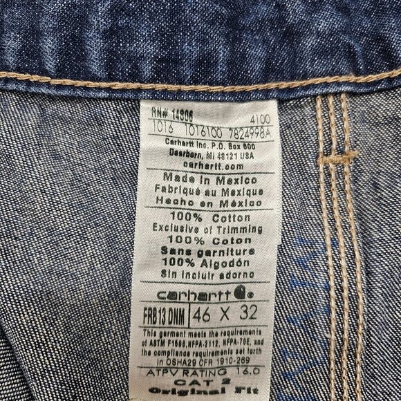 Carhartt Men's Work Fire Resistant Jeans CAT 2 Original Fit 46/32 Carpenter - Picture 13 of 16